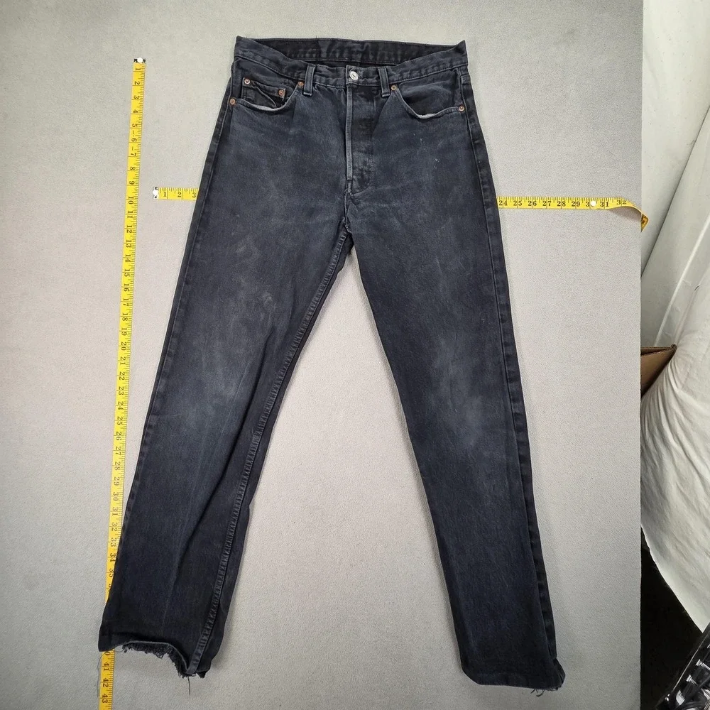 Vintage Levis 501 Jeans Mens‎ Charcoal Straight Button Fly USA 90s Fits 30x30